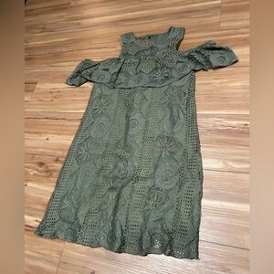 Miami Green Lace Off-Shoulder Mini Dress Size Small